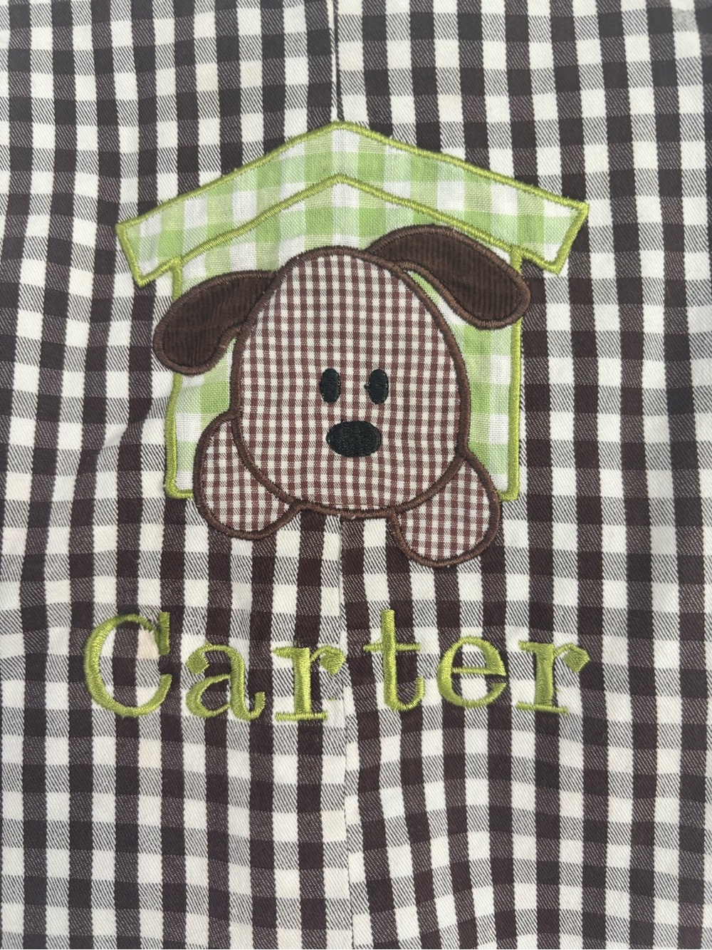 Black & White Gingham Puppy Romper -
Carter Monogrammed
Hand sewn - Picture 3 of 4